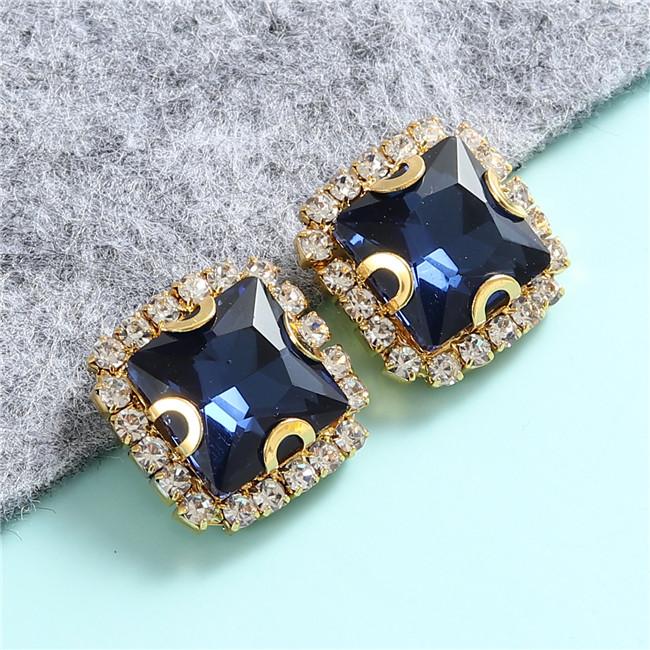 10mm 12mm 14mm Crystals Square Glass Sew on Rhinestones With Golden Claw Flatback Sewing Supplies Stones For Diy Clothing