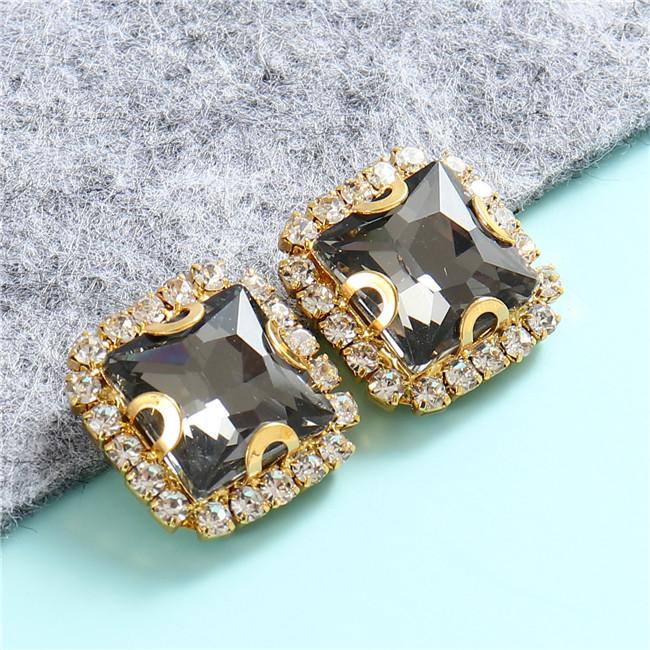 10mm 12mm 14mm Crystals Square Glass Sew on Rhinestones With Golden Claw Flatback Sewing Supplies Stones For Diy Clothing