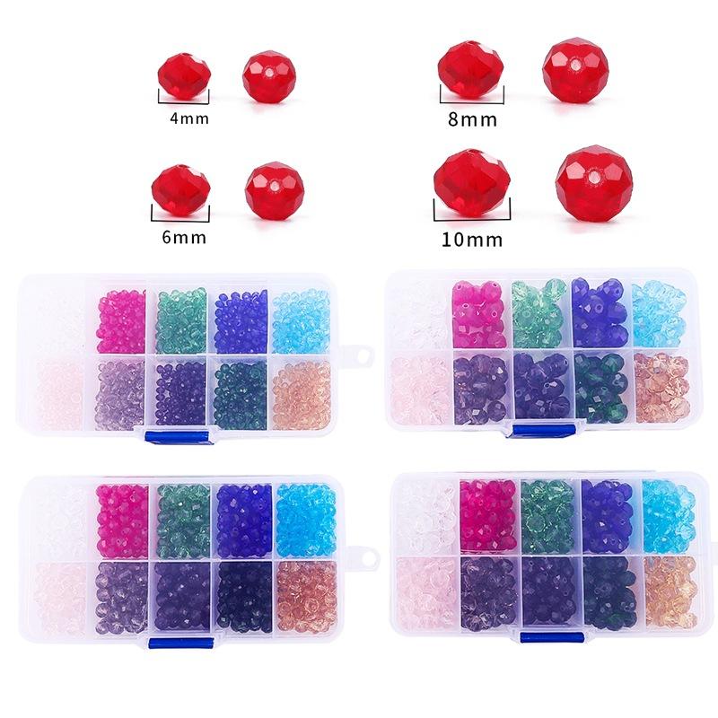 Hot Selling set 4-8mm glass wheel beads crystal flat beads set handmade DIY beaded alhas accessories homemade materials