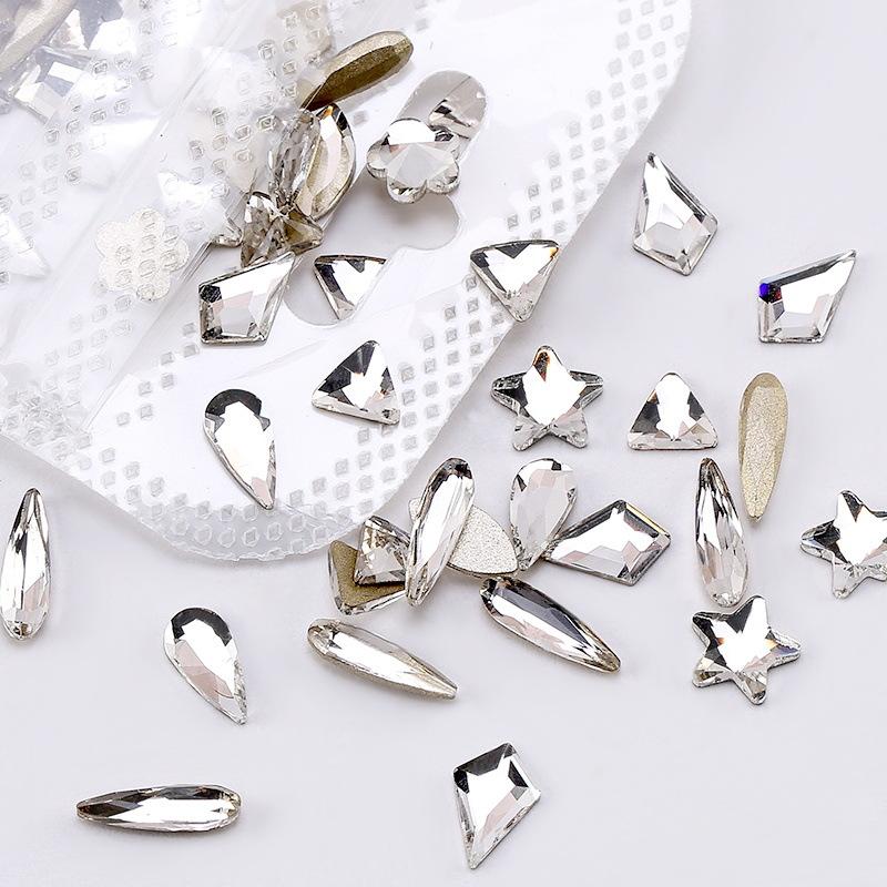 50pcs mixed shape and size  crystal ab Nail Art Diamonds Nail Art Decorations glass rhinestones flatback gems