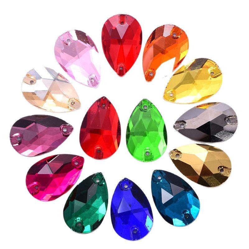 teardrop Crystal Glass Sewing Rhinestones Sew On Flatback Rhinestone Wedding Dress Accessories DIY Garment Making