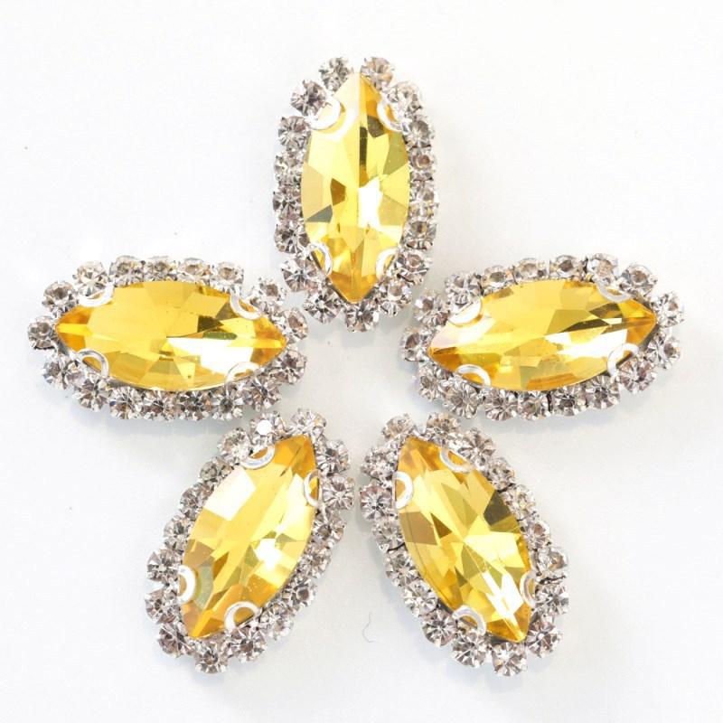 Navette with claw sew on Crystal Buckle Wedding Dress Accessory 7x15mm 9x18mm