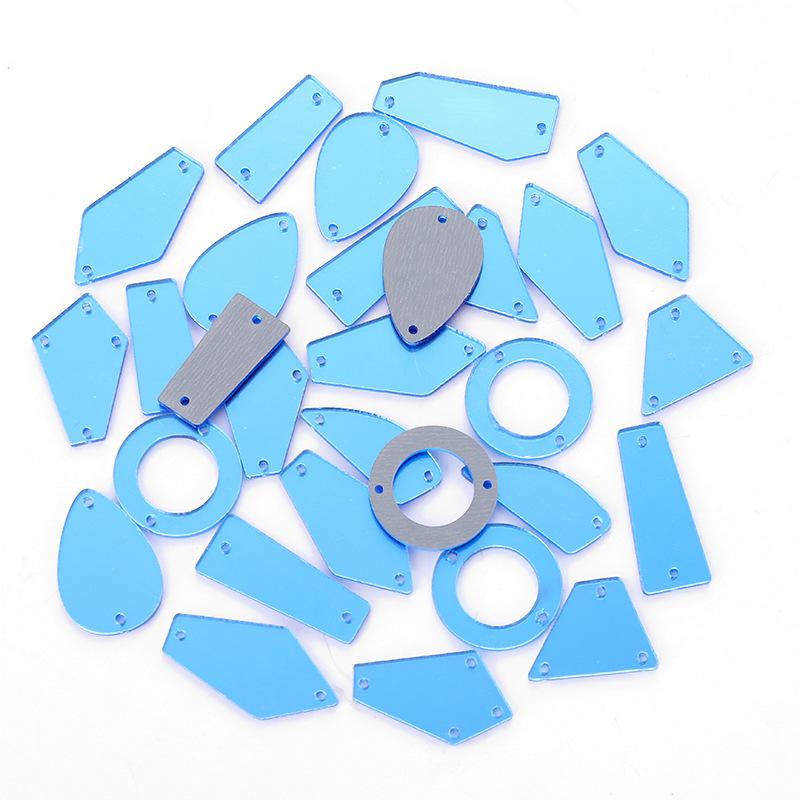 50pcs Mixed acrylic mirror, hand sewn drill, DIY clothing, wedding accessories, lenses, plastic shaped drill, patch