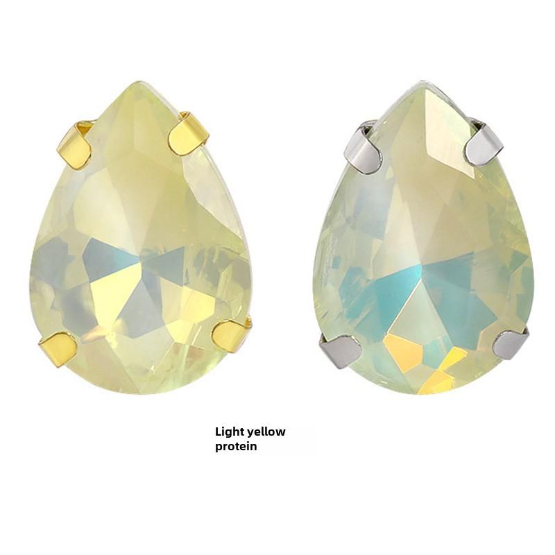 jelly color Teardrop Rhinestones For Needlework Sew On Crystal Buckle Stones With Gold Silver Claws DIY Womens Belts Dress Acces Sewing