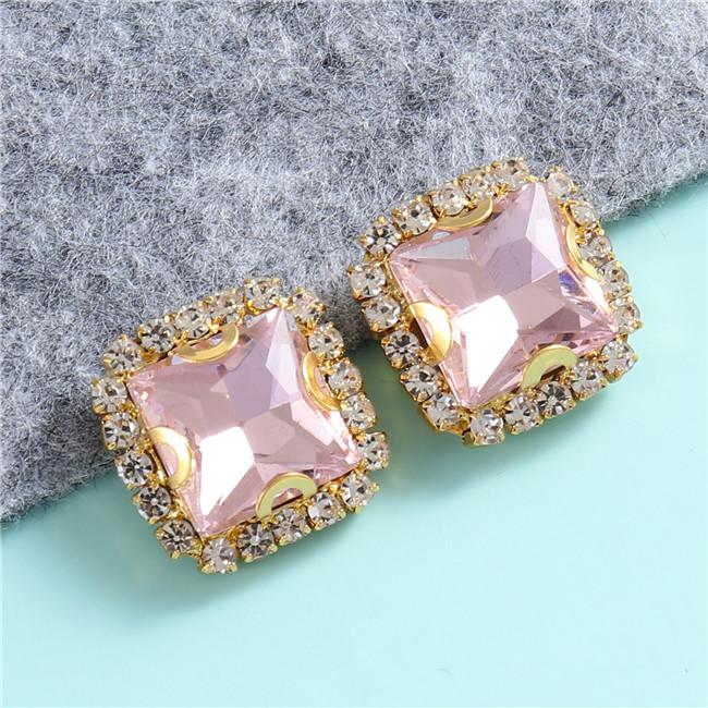 10mm 12mm 14mm Crystals Square Glass Sew on Rhinestones With Golden Claw Flatback Sewing Supplies Stones For Diy Clothing