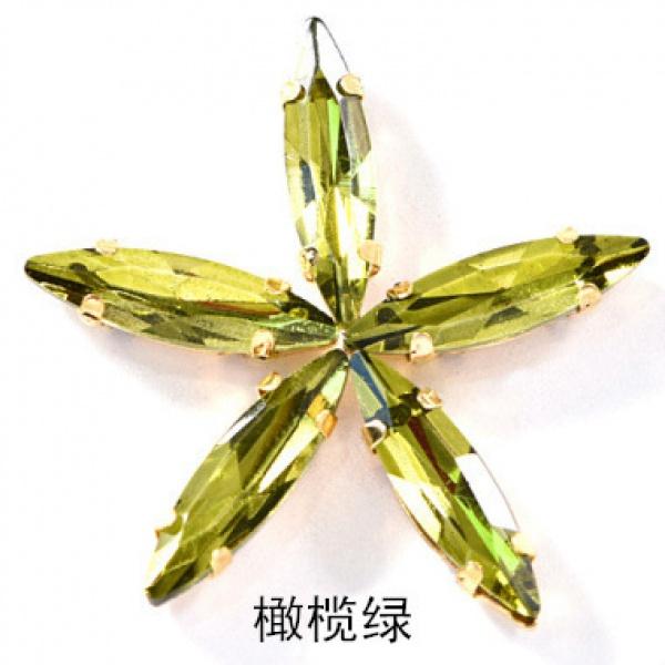 50pcs 4x15mm gold Claw sew on rhinestones flatback glass crystal loose rhinestones with holes diy clothing accessories