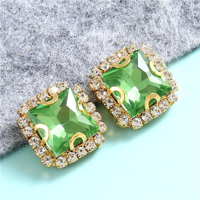 10mm 12mm 14mm Crystals Square Glass Sew on Rhinestones With Golden Claw Flatback Sewing Supplies Stones For Diy Clothing