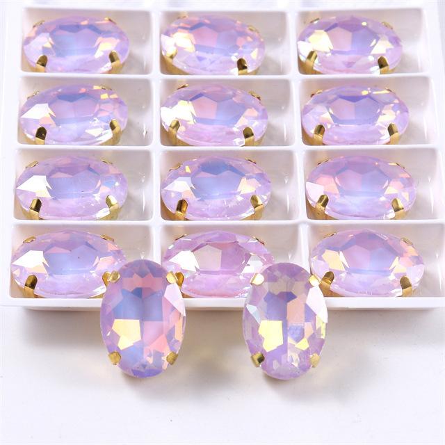 oval jelly color  rhinestones with claw silver golde base clothes sew on jewels soldering DIY jewelry Accessories