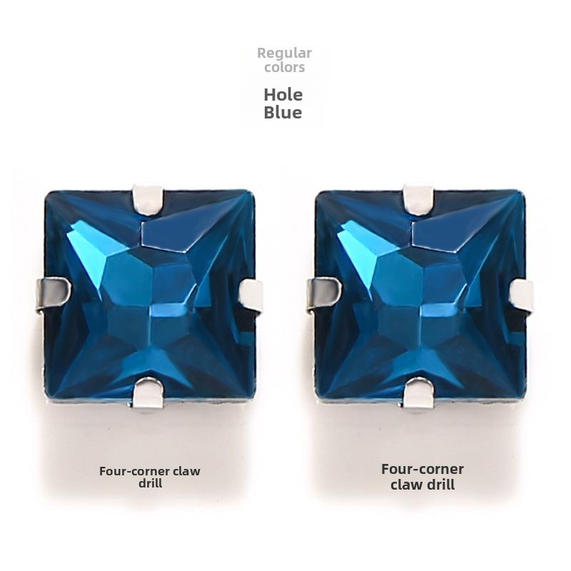 Square Corner Hand Sewing Glass Drill with Hole Claw Drill DIY Wedding Dress Clothing Accessories Shoe Hat Bag Accessories