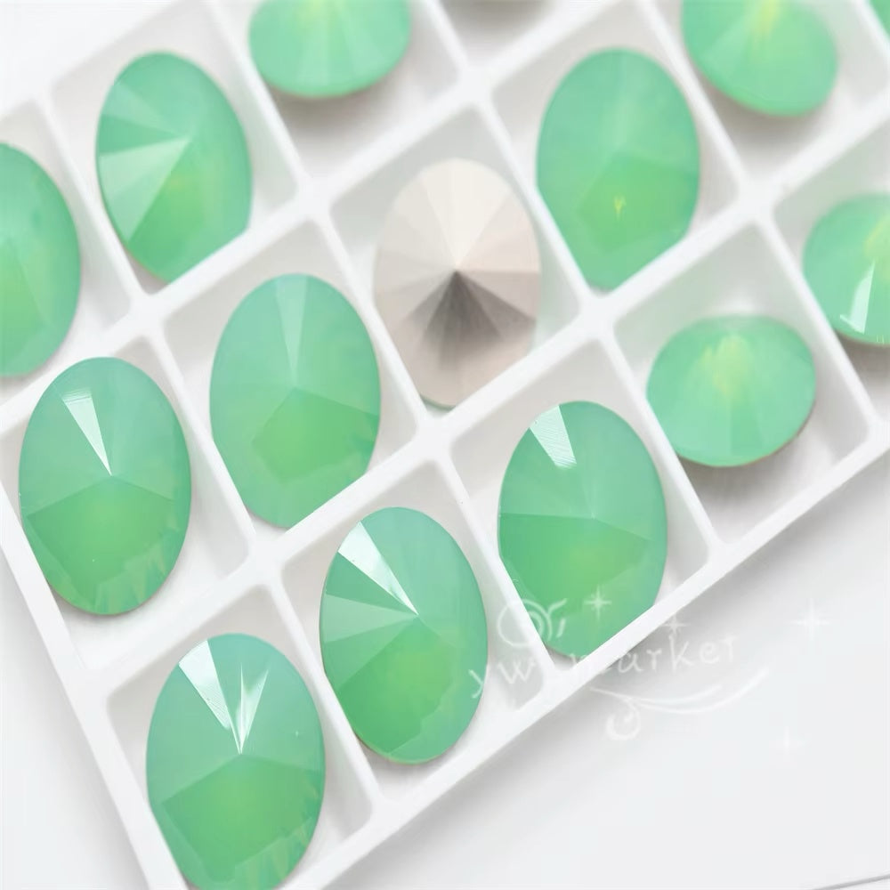 k9 Green Opal decorative crystals beads Rivoli teardrop oval Diy crafts jewels accessories