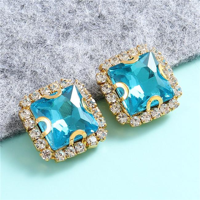 10mm 12mm 14mm Crystals Square Glass Sew on Rhinestones With Golden Claw Flatback Sewing Supplies Stones For Diy Clothing