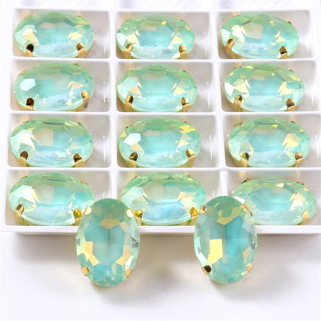 oval jelly color  rhinestones with claw silver golde base clothes sew on jewels soldering DIY jewelry Accessories