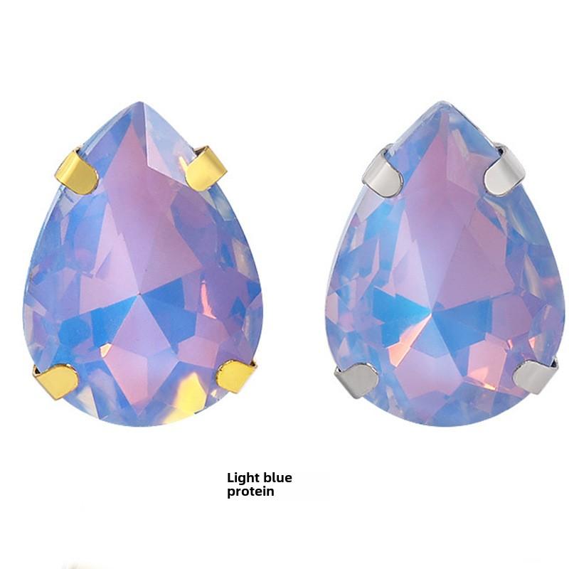 jelly color Teardrop Rhinestones For Needlework Sew On Crystal Buckle Stones With Gold Silver Claws DIY Womens Belts Dress Acces Sewing