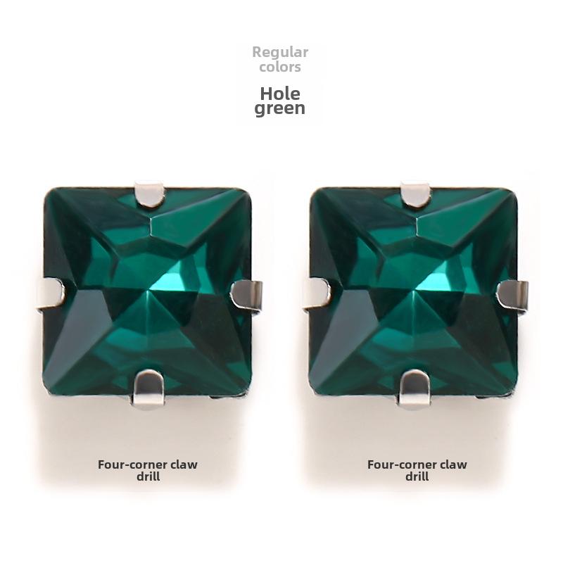 Square Corner Hand Sewing Glass Drill with Hole Claw Drill DIY Wedding Dress Clothing Accessories Shoe Hat Bag Accessories