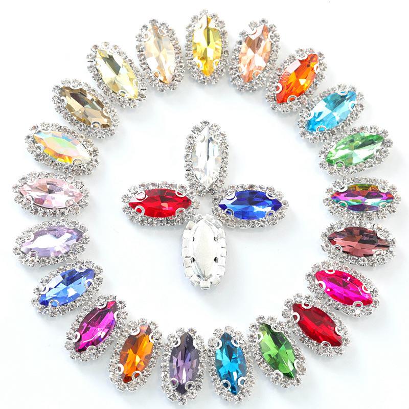 Navette with claw sew on Crystal Buckle Wedding Dress Accessory 7x15mm 9x18mm