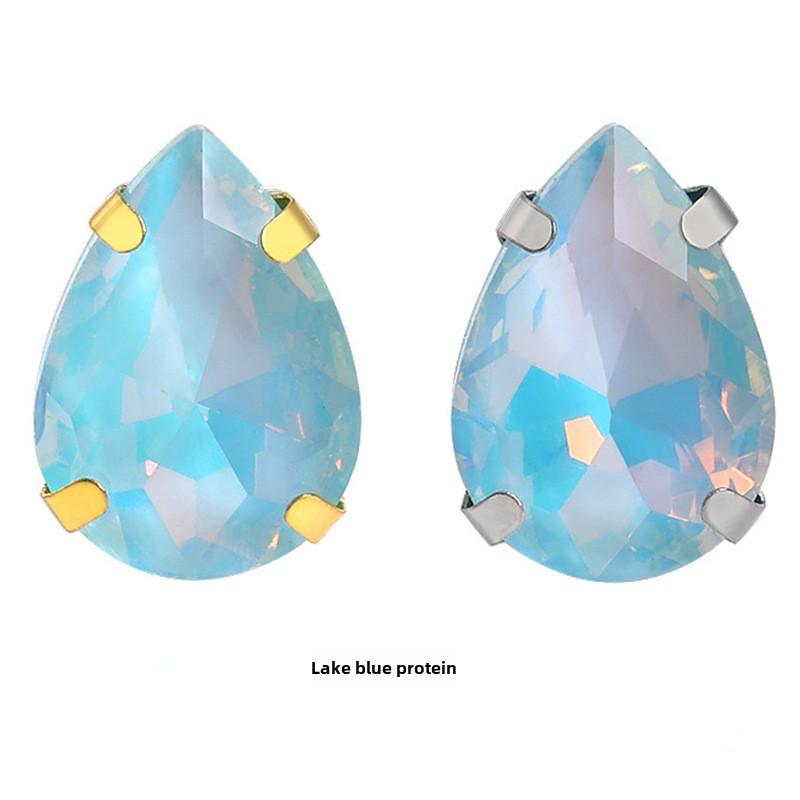 jelly color Teardrop Rhinestones For Needlework Sew On Crystal Buckle Stones With Gold Silver Claws DIY Womens Belts Dress Acces Sewing