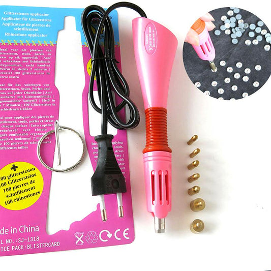 Fast Heated! Hot Fix Rhinestones Applicator Pink Hot Fix Applicator Iron-on Wand EU/US Plug Heat-fix Tool Wand Gun Garment B2852