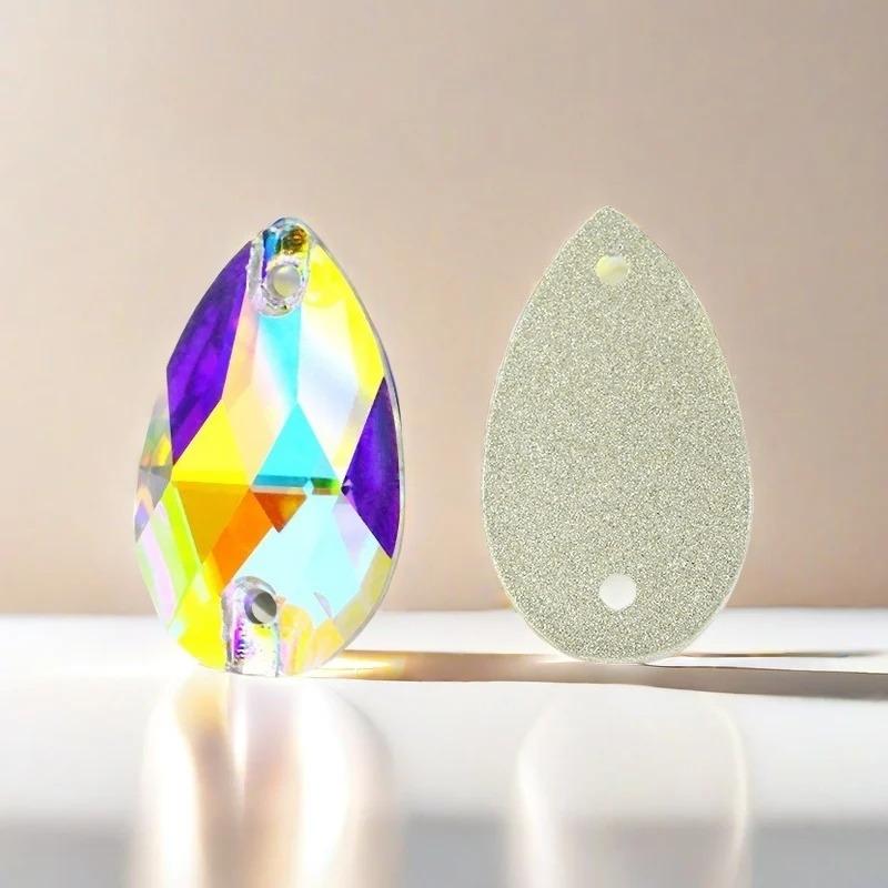 High quality  k9 super fancy teardrop Strass rhinestones glass flatback crystal ab Costume crafts sewing appliques for clothing