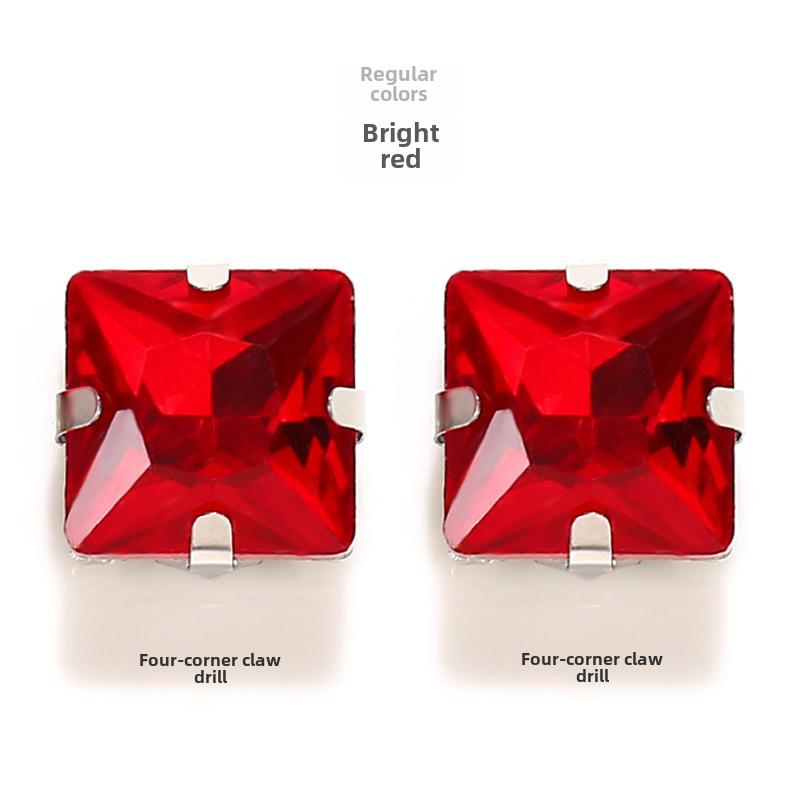 Square Corner Hand Sewing Glass Drill with Hole Claw Drill DIY Wedding Dress Clothing Accessories Shoe Hat Bag Accessories