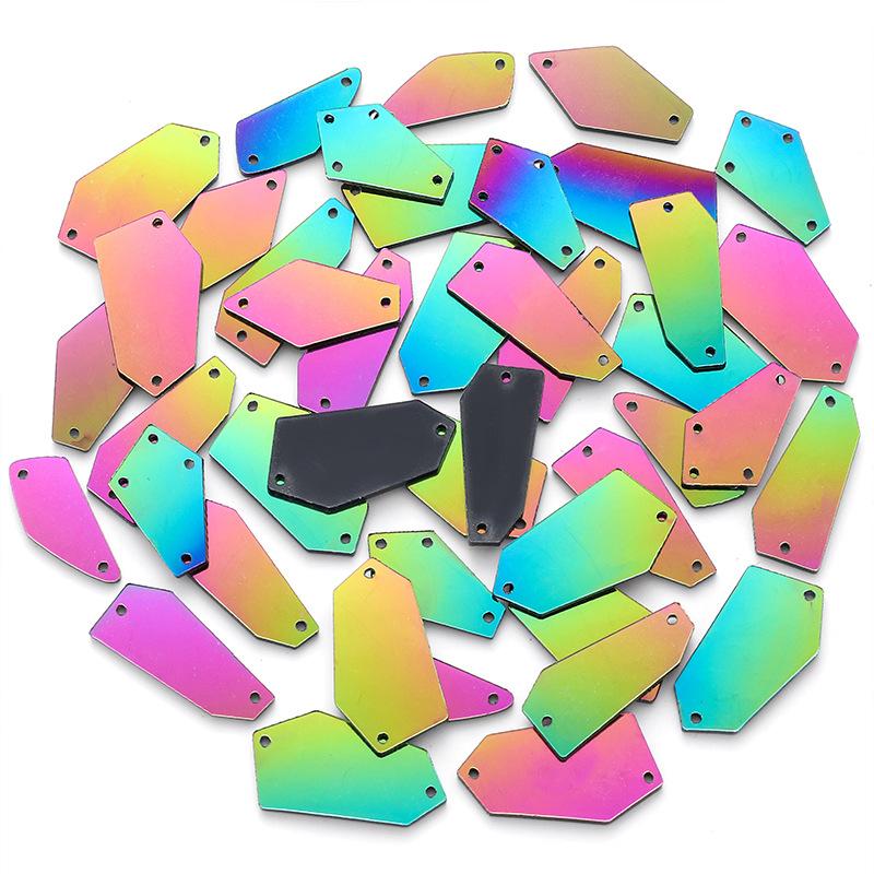 50pcs Mixed acrylic mirror, hand sewn drill, DIY clothing, wedding accessories, lenses, plastic shaped drill, patch