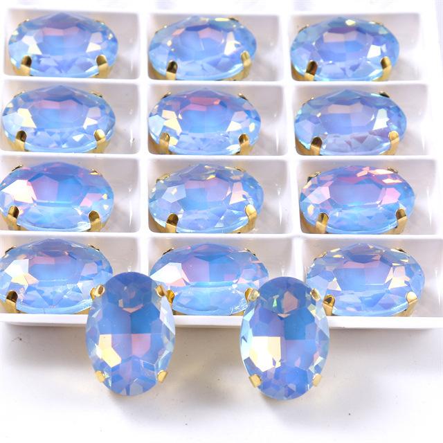 oval jelly color  rhinestones with claw silver golde base clothes sew on jewels soldering DIY jewelry Accessories