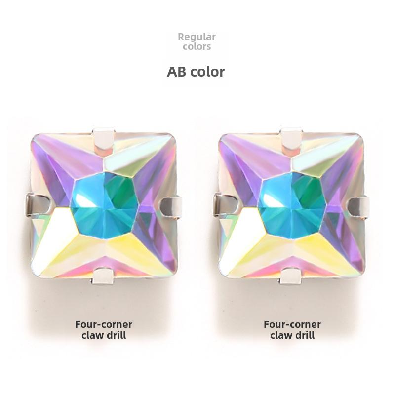 Square Corner Hand Sewing Glass Drill with Hole Claw Drill DIY Wedding Dress Clothing Accessories Shoe Hat Bag Accessories