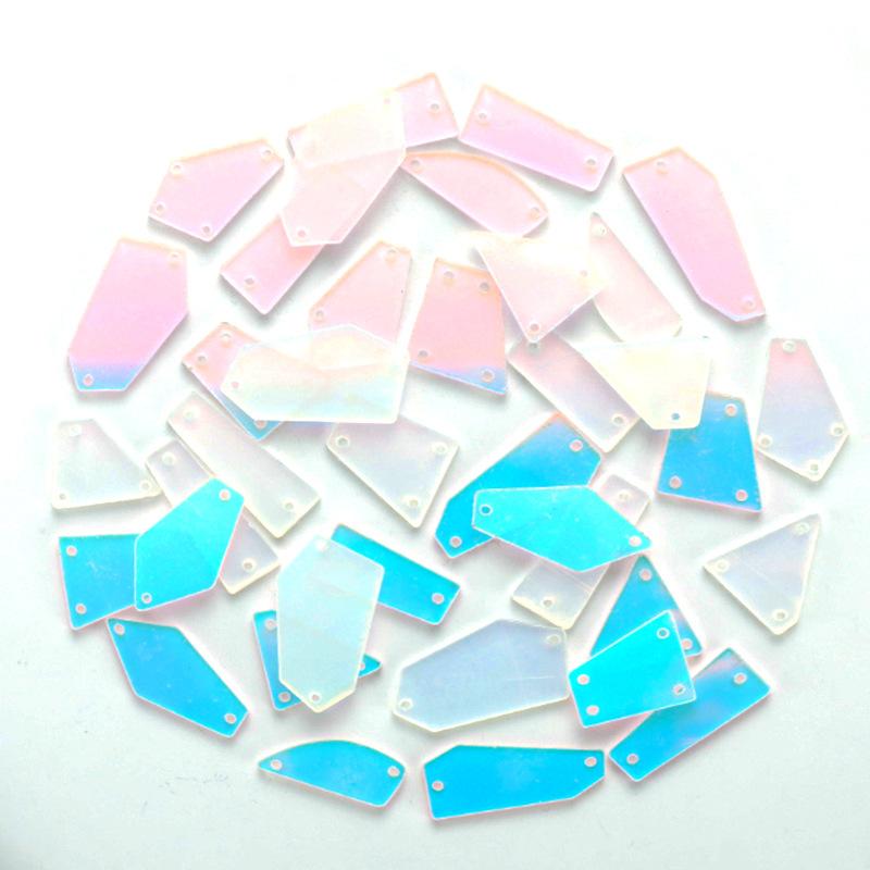 50pcs Mixed acrylic mirror, hand sewn drill, DIY clothing, wedding accessories, lenses, plastic shaped drill, patch