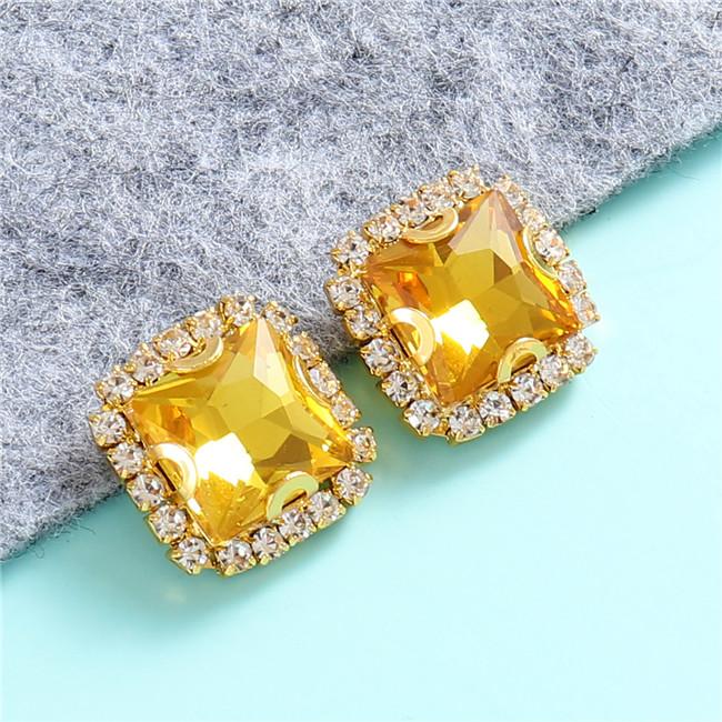 10mm 12mm 14mm Crystals Square Glass Sew on Rhinestones With Golden Claw Flatback Sewing Supplies Stones For Diy Clothing