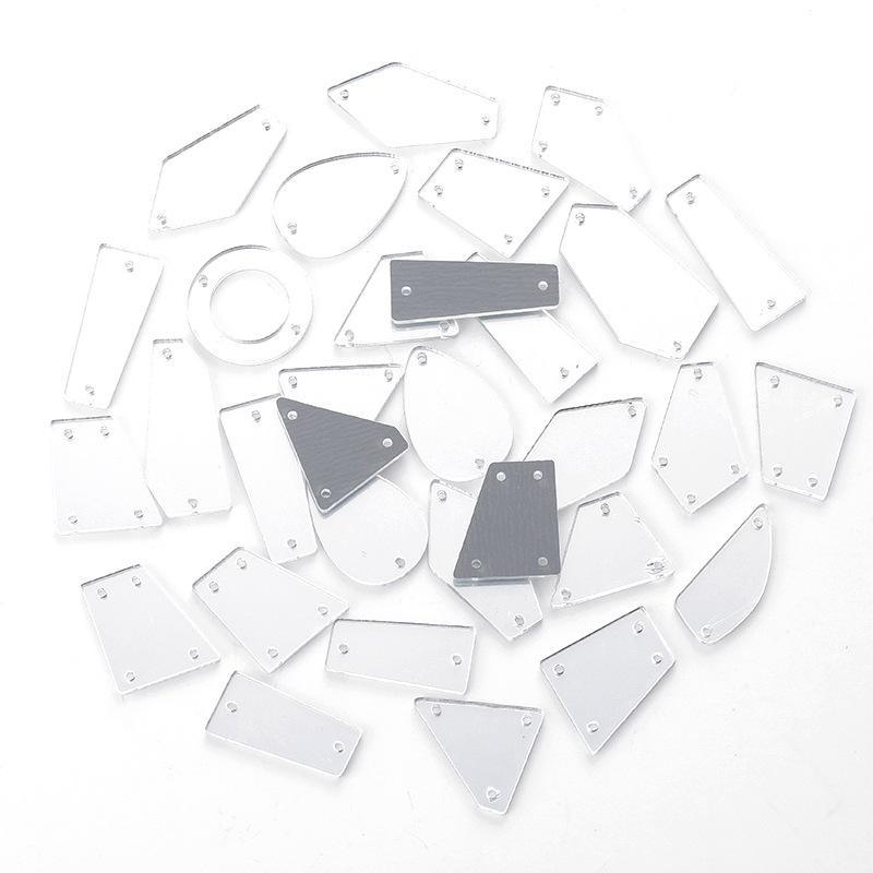 50pcs Mixed acrylic mirror, hand sewn drill, DIY clothing, wedding accessories, lenses, plastic shaped drill, patch