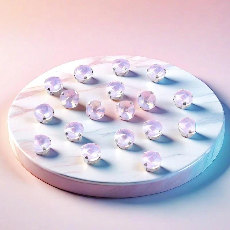 10mm 12mm 14mm Round rivoli Sew on Glass Rhinestone With Silver Claw Flatback Crystal For clothes Wedding handmade Accessories