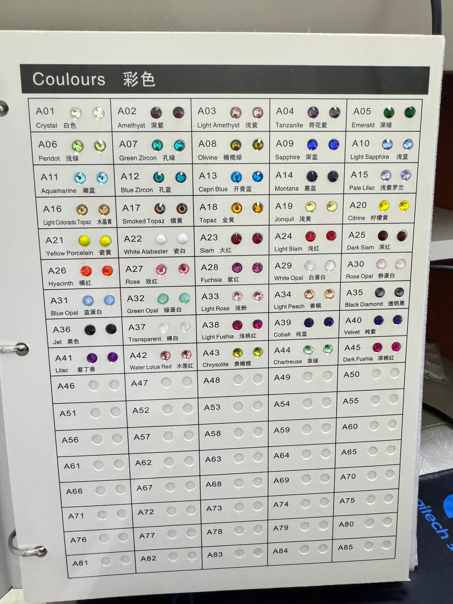 Crystal Non Hot Fix Rhinestone Color Chart s Crystal Glass Rhinestones Use For Color Selection And Viewing