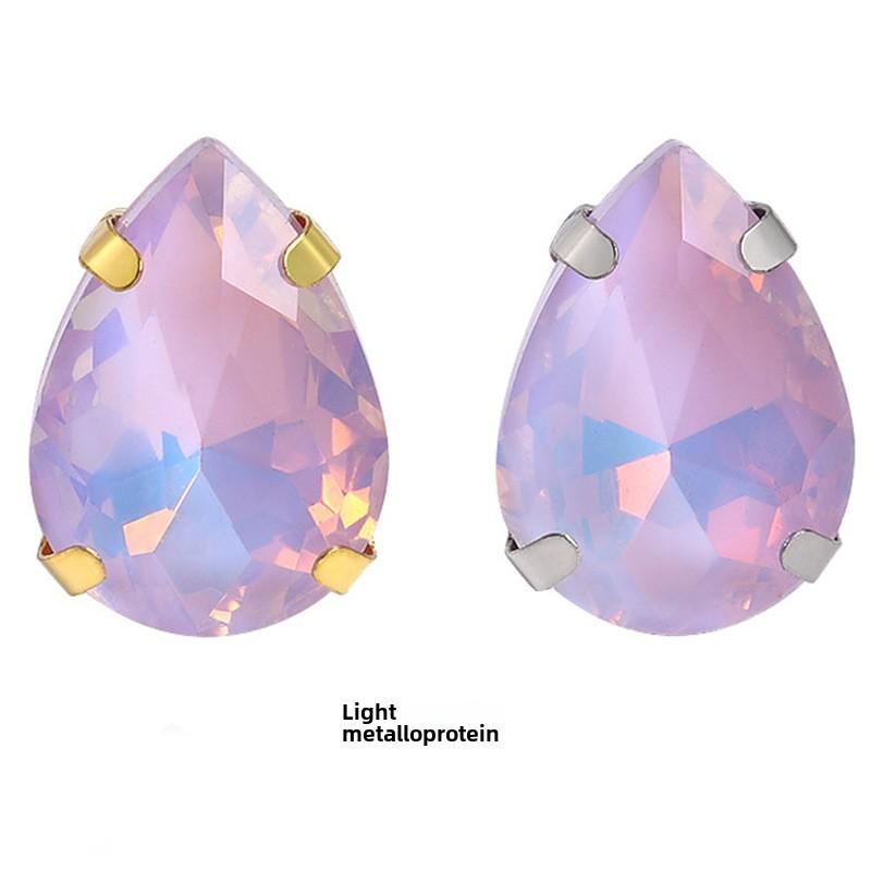 jelly color Teardrop Rhinestones For Needlework Sew On Crystal Buckle Stones With Gold Silver Claws DIY Womens Belts Dress Acces Sewing