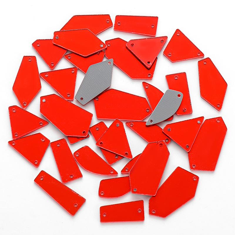 50pcs Mixed acrylic mirror, hand sewn drill, DIY clothing, wedding accessories, lenses, plastic shaped drill, patch