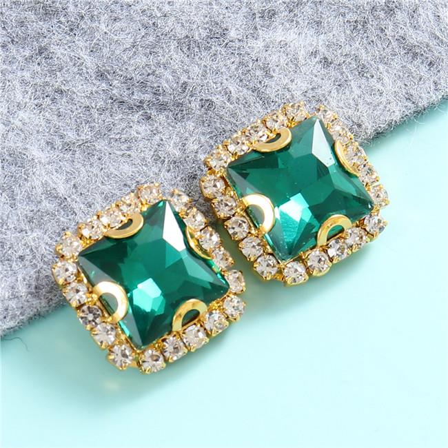 10mm 12mm 14mm Crystals Square Glass Sew on Rhinestones With Golden Claw Flatback Sewing Supplies Stones For Diy Clothing