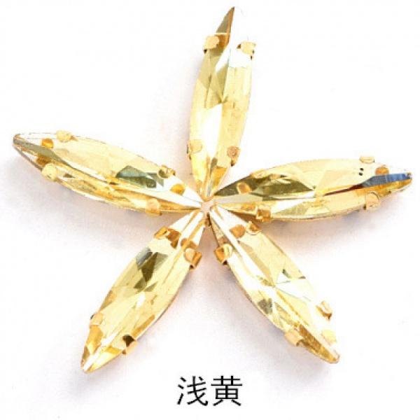 50pcs 4x15mm gold Claw sew on rhinestones flatback glass crystal loose rhinestones with holes diy clothing accessories