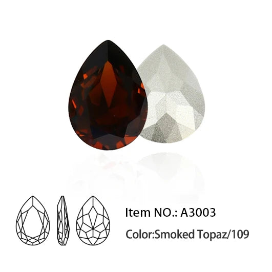 Glitter Crystal Teardrop Rhinestone, Pointback, Fancy Stone, Drop Strass Diamond for Nailart Decorations, Glass Gems Applique