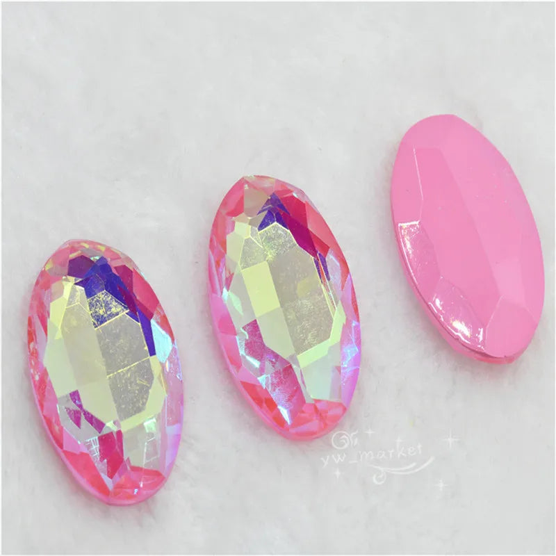 30x40mm big size Oval shape Glitter Glass fancy stones glue Rhinestone clothing