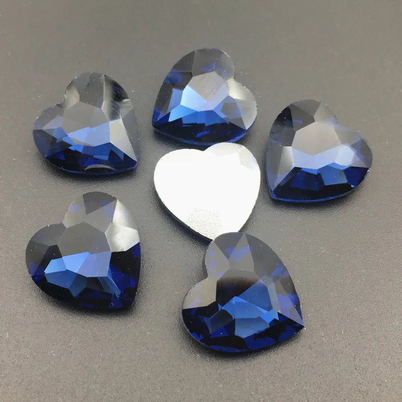 27mm Heart Glass Crystal Point Back Colorful Glue-On Rhinestone Arts Crafts Wedding Dress DIY Gem