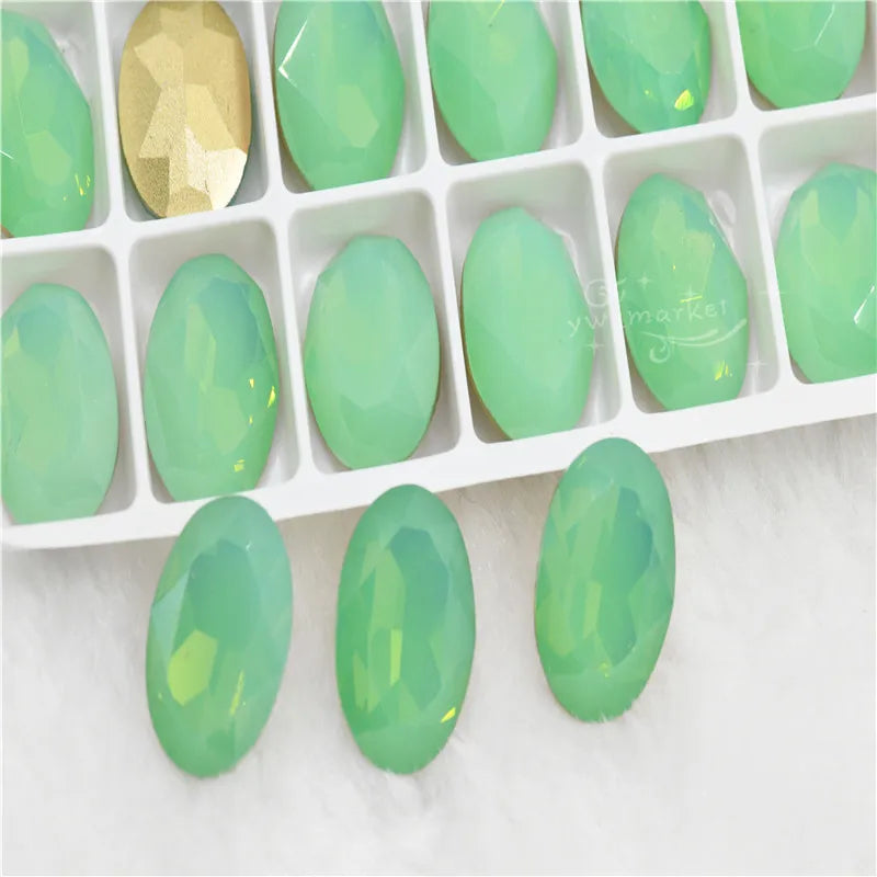 k9 Green Opal decorative crystals beads Rivoli teardrop oval Diy crafts jewels accessories