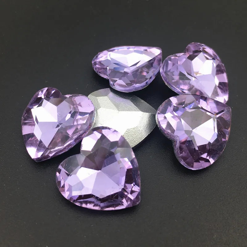 27mm Heart Glass Crystal Point Back Colorful Glue-On Rhinestone Arts Crafts Wedding Dress DIY Gem