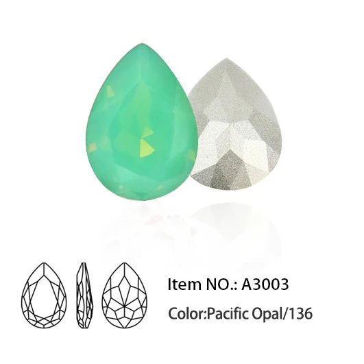 Glitter Crystal Teardrop Rhinestone, Pointback, Fancy Stone, Drop Strass Diamond for Nailart Decorations, Glass Gems Applique