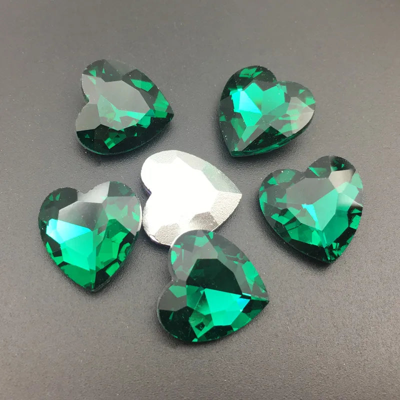 27mm Heart Glass Crystal Point Back Colorful Glue-On Rhinestone Arts Crafts Wedding Dress DIY Gem
