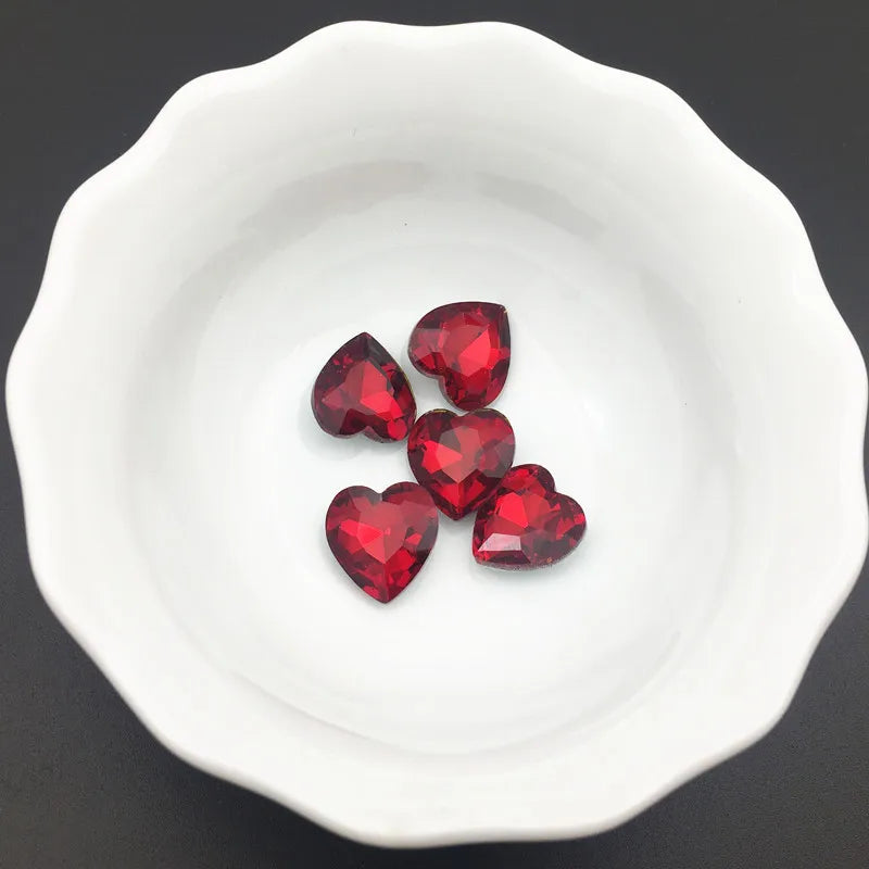 27mm Heart Glass Crystal Point Back Colorful Glue-On Rhinestone Arts Crafts Wedding Dress DIY Gem