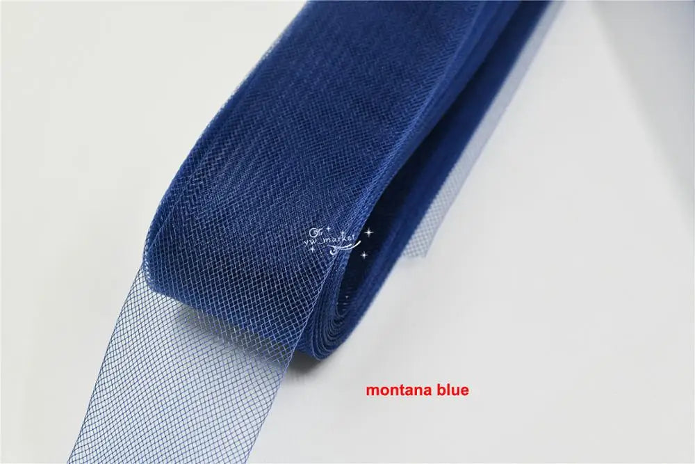 5cm 7.5cm plyester Mesh Ribbon Hard Stiff Flat Plain Crinolines Horsehair Fabric Multiple Widths  Hat And Skirt Making