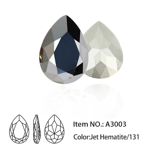 Glitter Crystal Teardrop Rhinestone, Pointback, Fancy Stone, Drop Strass Diamond for Nailart Decorations, Glass Gems Applique