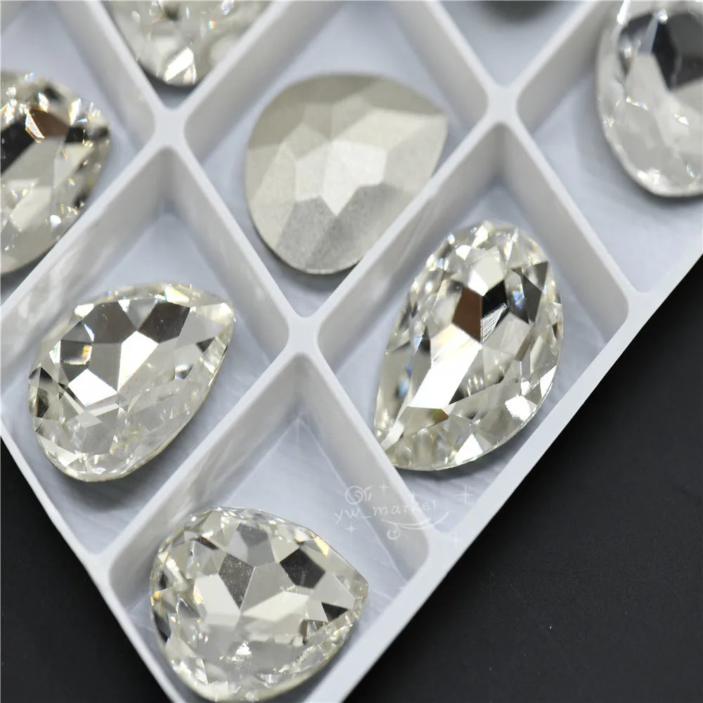 k9 glass crystal Rhinestones Pointback teardrop  super glitter  Beads For Jewelry Making 30x40mm 20x30mm