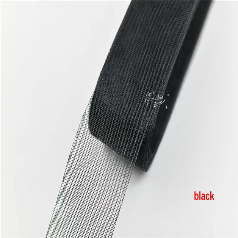 5cm 7.5cm plyester Mesh Ribbon Hard Stiff Flat Plain Crinolines Horsehair Fabric Multiple Widths  Hat And Skirt Making