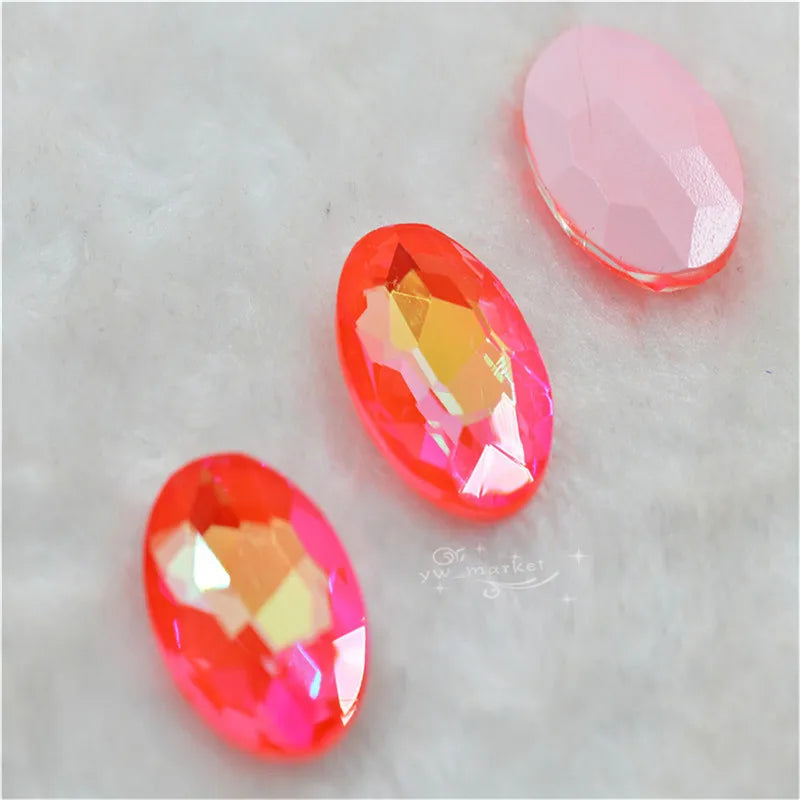 30x40mm big size Oval shape Glitter Glass fancy stones glue Rhinestone clothing