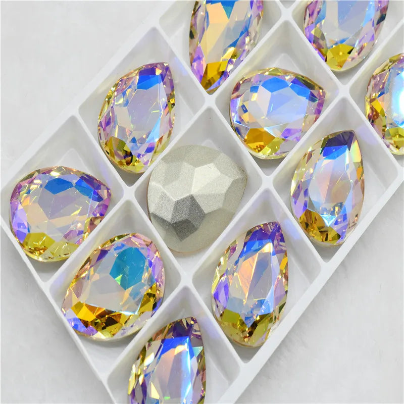 k9 glass crystal Rhinestones Pointback teardrop  super glitter  Beads For Jewelry Making 30x40mm 20x30mm