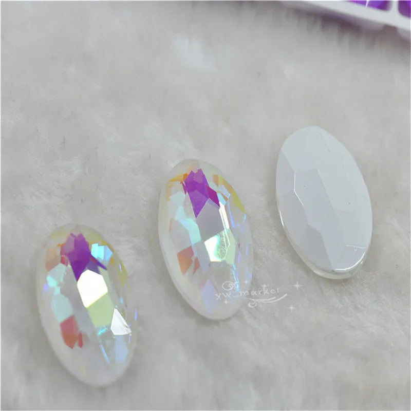 30x40mm big size Oval shape Glitter Glass fancy stones glue Rhinestone clothing